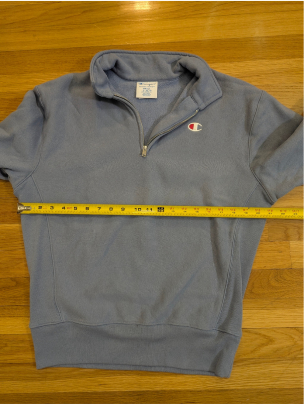 Champion Reverse Weave 1/4 Zip Sweatshirt Small Light Blue - Picture 8 of 11
